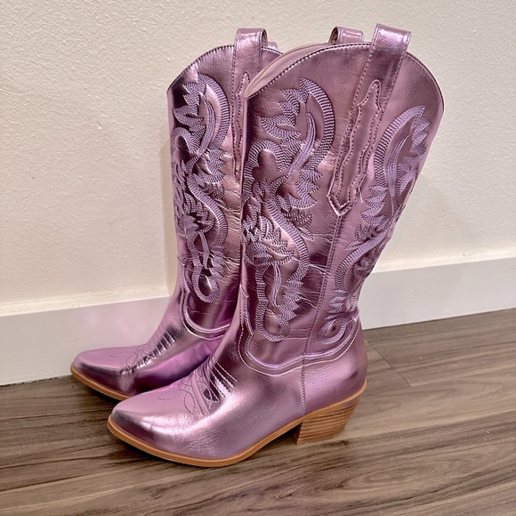 Free People Inspired Metallic Light Pink/Purple Cowboy Boots! Size 37/6.5 - Picture 3 of 4